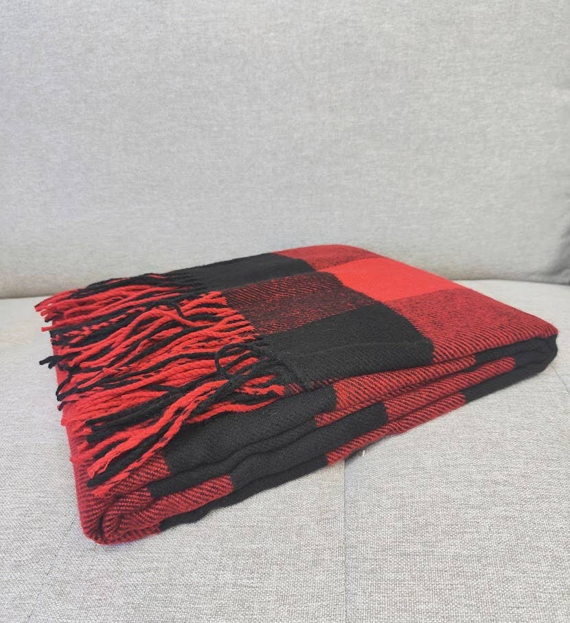 Fennco Styles - Classic Buffalo Plaid Decorative Throw Blanket: Black - Pisgah Needleworks