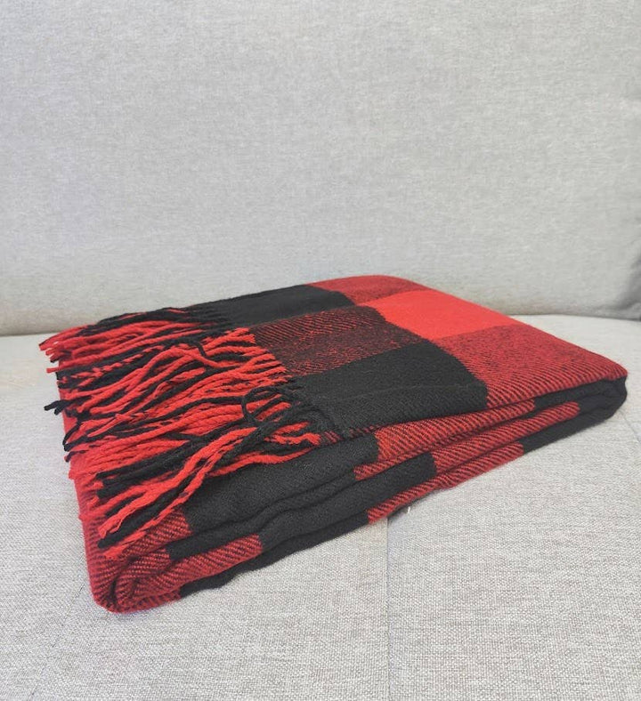 Fennco Styles - Classic Buffalo Plaid Decorative Throw Blanket: Black - Pisgah Needleworks