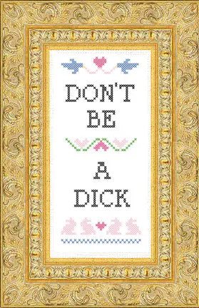 Deluxe Cross Stitch Kit – “Don’t Be A Dick” Funny Beginner - Friendly Pattern - Pisgah Needleworks