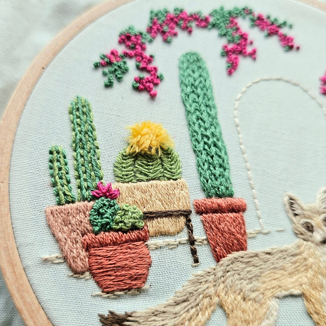 Desert Kit Fox Hand Embroidery Kit by Jessica Long Embroidery - Pisgah Needleworks