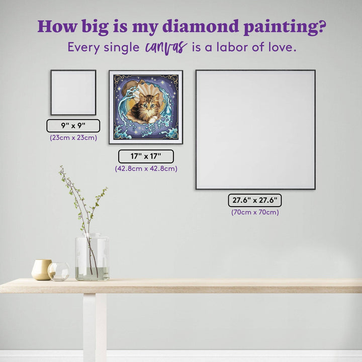Diamond Art Club Aquarius Zodiac Kitten Square Diamond Painting Kit - Pisgah Needleworks