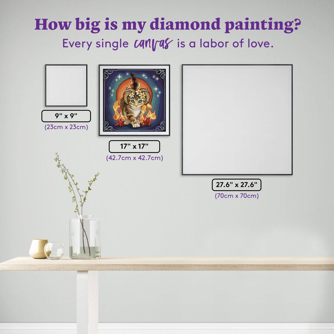 Diamond Art Club Aries Zodiac Kitten Round Diamond Painting Kit - Pisgah Needleworks