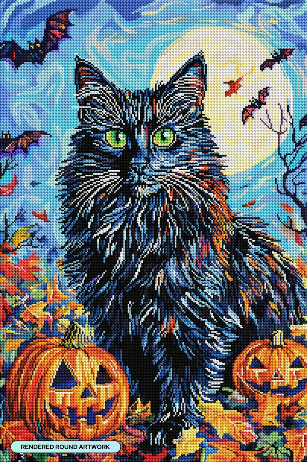 Diamond Art Club® Black Cat with Pumpkins Diamond Painting Kit – 22" x 33" - Pisgah Needleworks