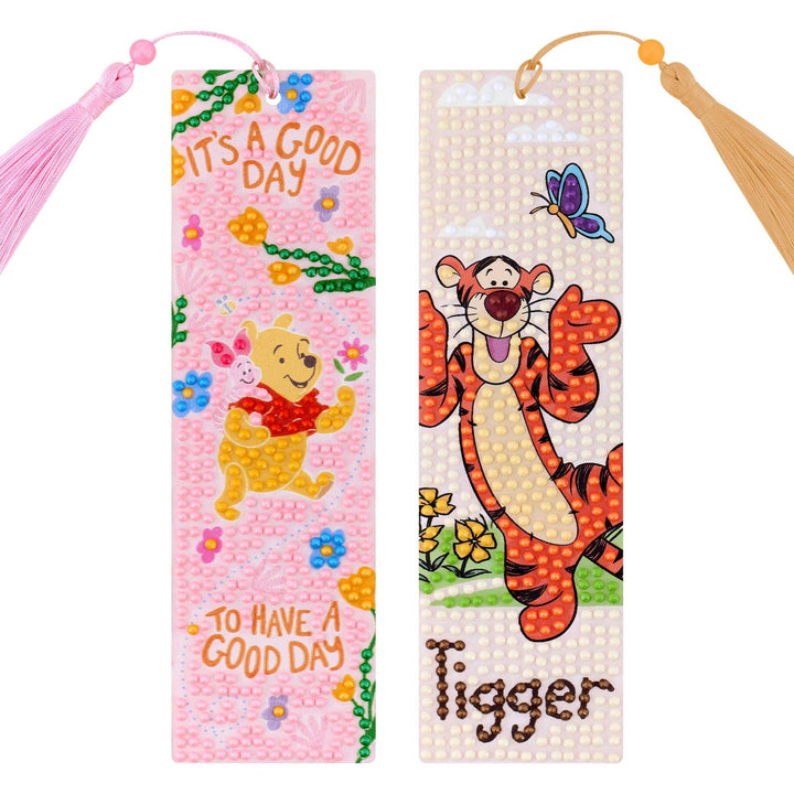 Diamond Art Club - Bookmarks – A Good Day with Pooh and Tigger (Set of 2): Round with 16 Colors including 6 Fairy Dust Diamonds / 1,105 / 2" x 7" (5cm x 17.8cm) - Pisgah Needleworks
