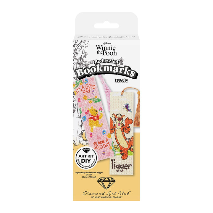 Diamond Art Club - Bookmarks – A Good Day with Pooh and Tigger (Set of 2): Round with 16 Colors including 6 Fairy Dust Diamonds / 1,105 / 2" x 7" (5cm x 17.8cm) - Pisgah Needleworks