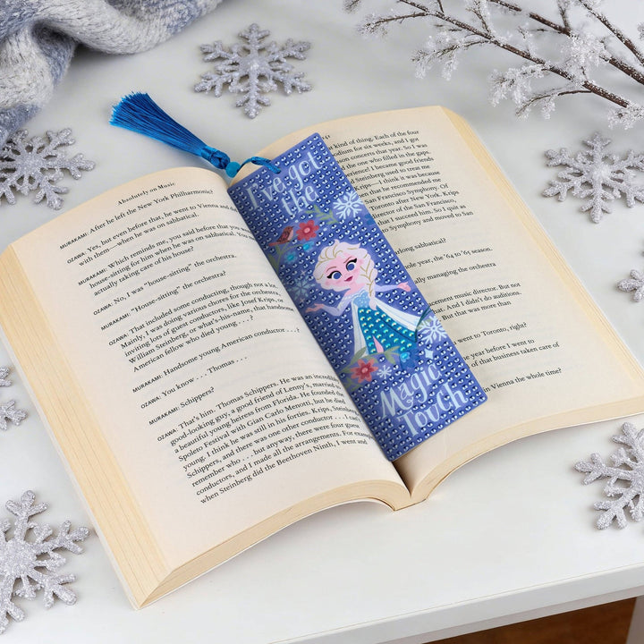 Diamond Art Club - Bookmarks – Winter Magic with Elsa & Olaf (Set of 2): Round with 14 Colors including 2 ABs and 2 Iridescent Diamonds and 6 Fairy Dust Diamonds / 1,000 / 2" x 7" (5cm x 17.8cm) - Pisgah Needleworks