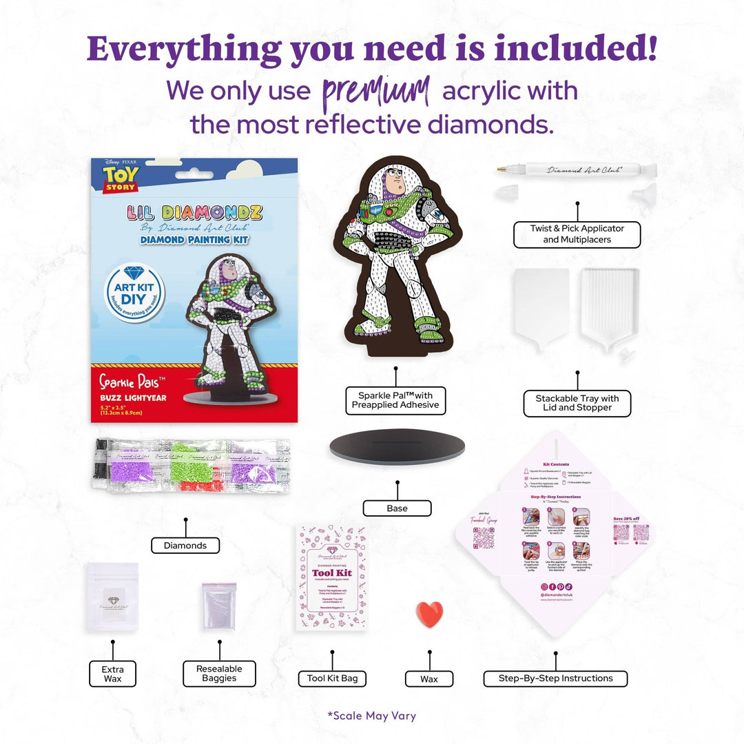 Diamond Art Club - Buzz Lightyear™ - Sparkle Pals™: Round with 7 Colors / 472 / 5.2" x 3.5" (13.3cm x 8.9cm) - Pisgah Needleworks