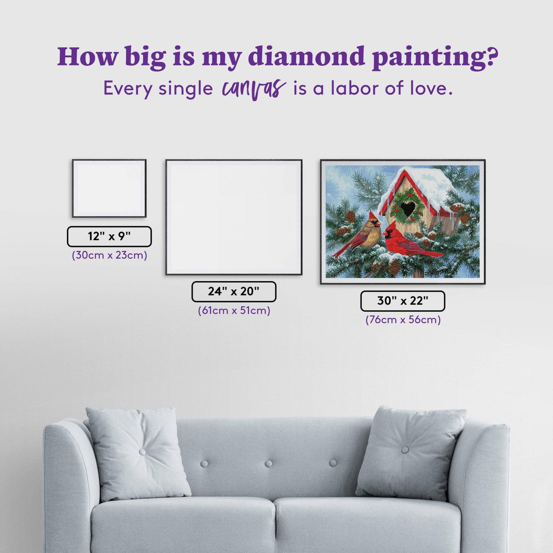 Diamond Art Club – Christmas Home Cardinal Diamond Painting (Square Drill, 30" x 22") - Pisgah Needleworks