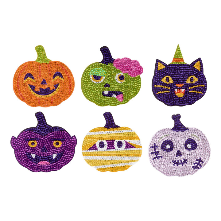 Diamond Art Club - Coasters - Frightfully Fun: Round with 12 Colors including 12 Iridescent Diamonds / 4,596 / 4" x 4" (10cm x 10cm) - Pisgah Needleworks
