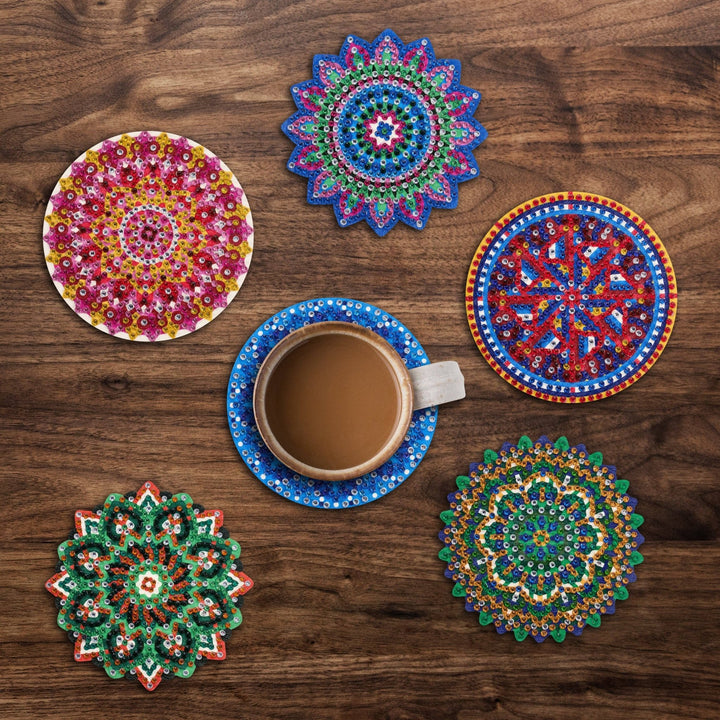 Diamond Art Club - Coasters - Mandala Serenity: Round with 16 Colors including 16 Iridescent Diamonds / 3,195 / 4" x 4" (10cm x 10cm) - Pisgah Needleworks
