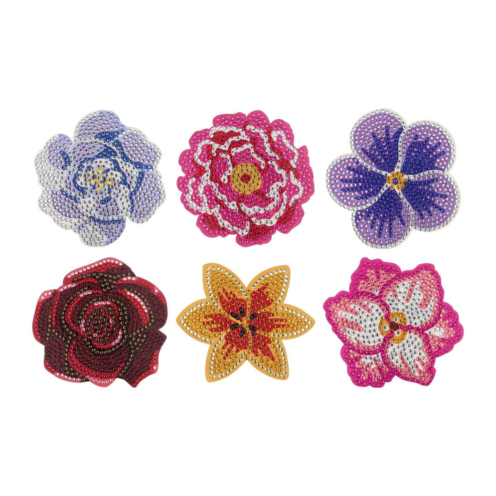 Diamond Art Club - Coasters - Spring Blossom: Round with 20 Colors including 1 AB and 19 Iridescent Diamonds / 3,155 / 4" x 4" (10cm x 10cm) - Pisgah Needleworks