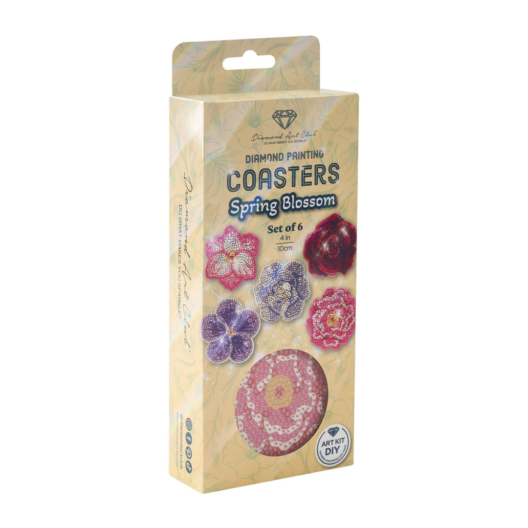 Diamond Art Club - Coasters - Spring Blossom: Round with 20 Colors including 1 AB and 19 Iridescent Diamonds / 3,155 / 4" x 4" (10cm x 10cm) - Pisgah Needleworks