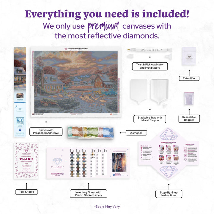 Diamond Art Club Country Holidays Christmas Square Diamond Painting Kit - Pisgah Needleworks