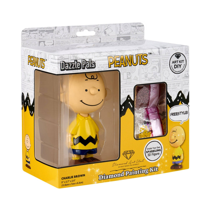 Diamond Art Club - Dazzle Pals™ - Charlie Brown™: 3,540 / Round with 5 Colors / 5" x 2.7" x 2.4" (12.8cm x 7cm x 6.3cm) - Pisgah Needleworks