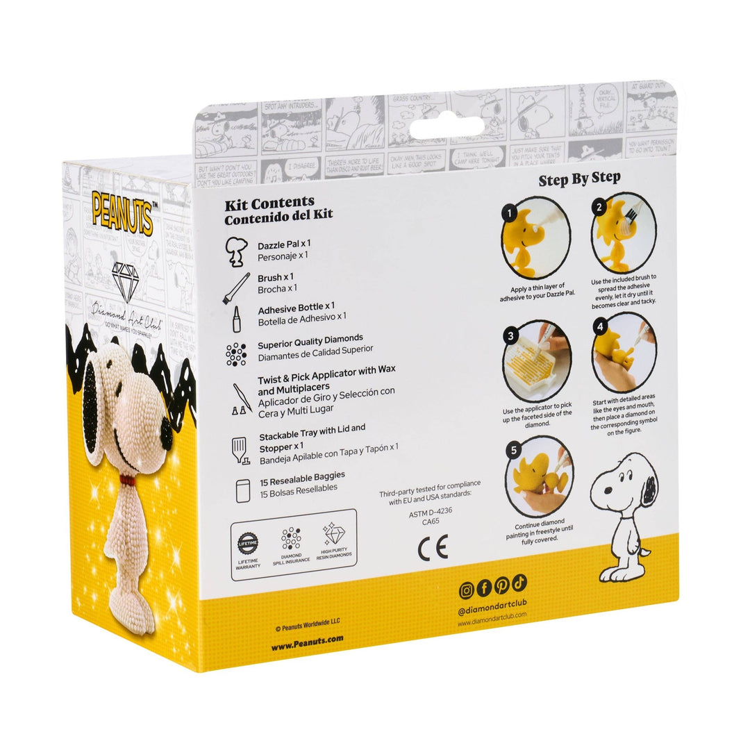 Diamond Art Club - Dazzle Pals™ - Snoopy™: 3,900 / Round with 3 Colors / 5" x 2.4" x 3.8" (12.8cm x 6.2cm x 9.9cm) - Pisgah Needleworks