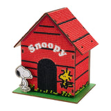 Red doghouse with 'Snoopy' text and a small figure of a dog on a white background
