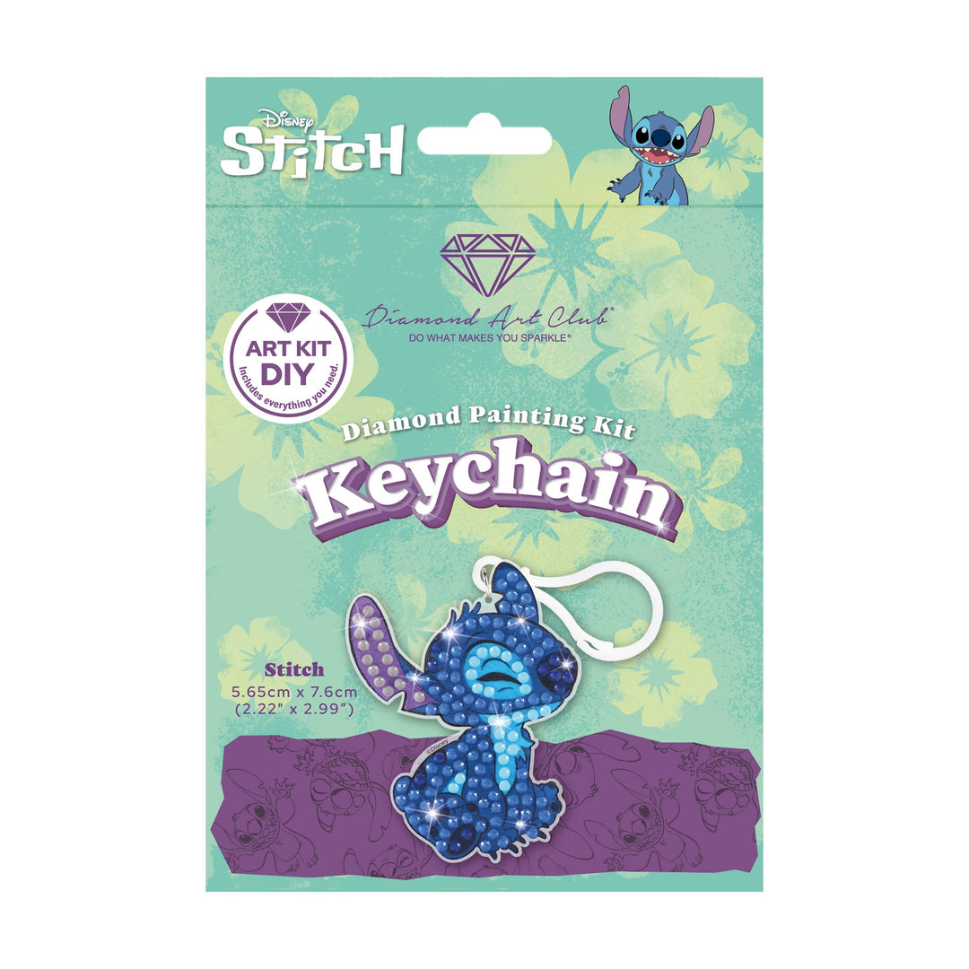 Disney Stitch Diamond Painting Kit keychain packaging on a white background