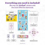 Product set with various items including stickers, putty, and bags on a white background.