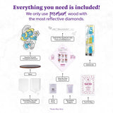 Product set with various items including a Smurf figure, tools, and materials on a white background.