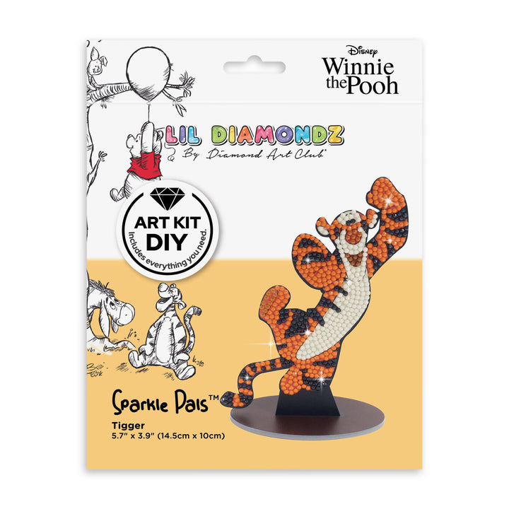 Packaging of a Disney Winnie the Pooh Tigger diamond art kit with cartoon illustrations on a white background.