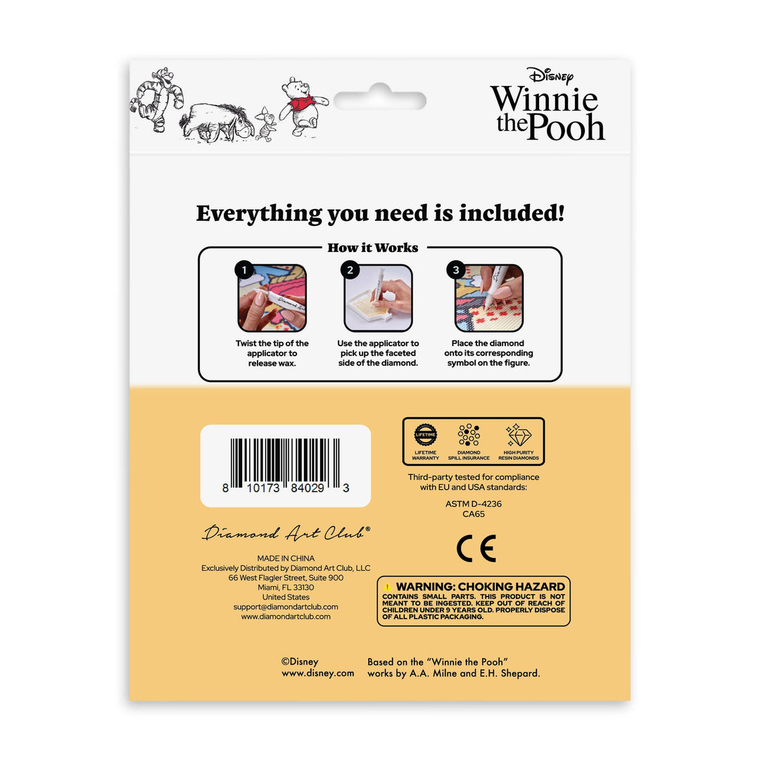 Back of a product packaging with Disney Winnie the Pooh branding and instructions.