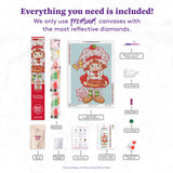 Product set with Strawberry Shortcake design, including tools and materials for a craft project.