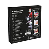 Kit Contents packaging with text and images on a white background