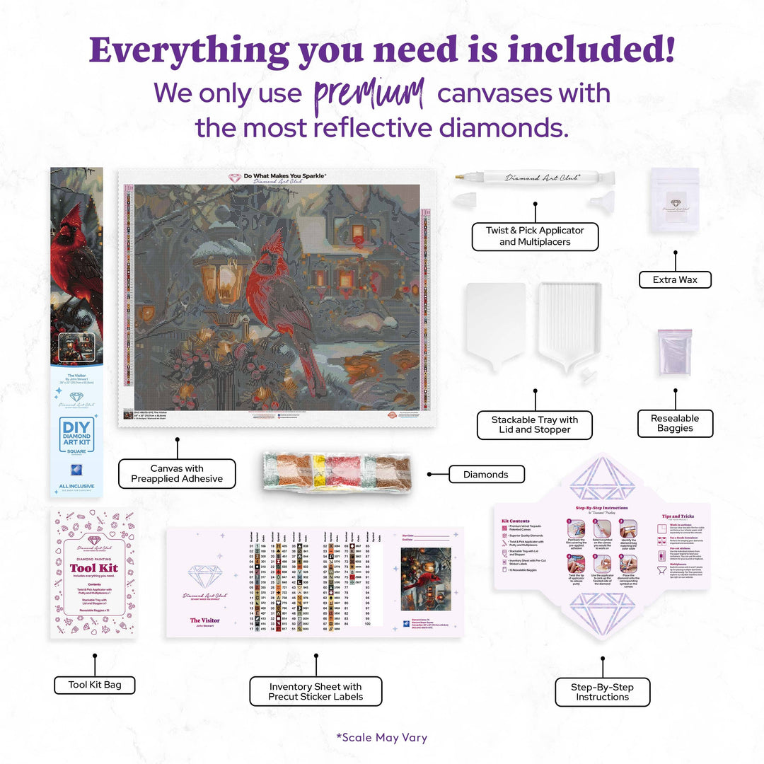 Product bundle with various items including canvases, tools, and materials for a project.