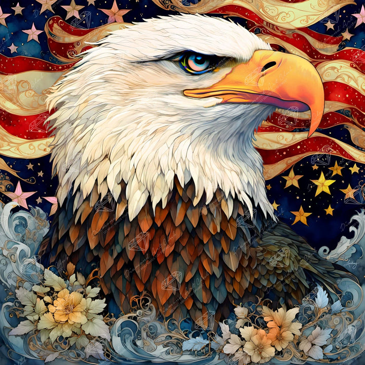 Diamond Art Club - Eagle Wisdom: Square With 87 Colors Including 2 ABs and 4 Fairy Dust Diamonds / 78,961 / 27.6" x 27.6" (69.9cm x 69.9cm) - Pisgah Needleworks