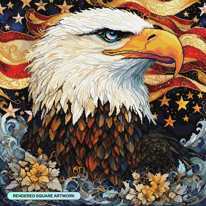 Diamond Art Club - Eagle Wisdom: Square With 87 Colors Including 2 ABs and 4 Fairy Dust Diamonds / 78,961 / 27.6" x 27.6" (69.9cm x 69.9cm) - Pisgah Needleworks