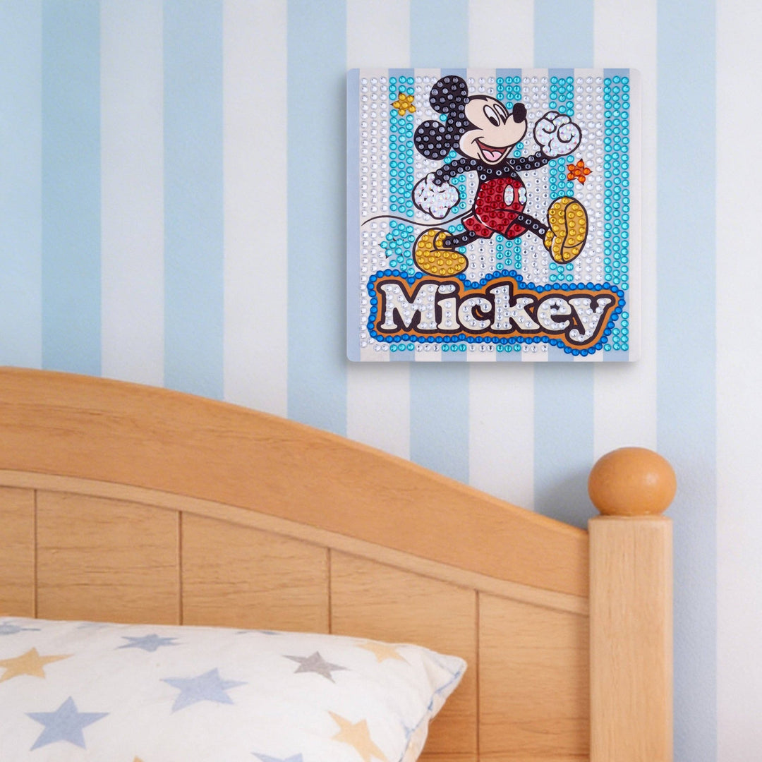 Diamond Art Club - Easy Gem™ Sparkle Boards – Mickey™ Magic: Round with 8 Colors including 8 Iridescent Diamonds / 804 / 6" x 6" (15cm x 15cm) - Pisgah Needleworks
