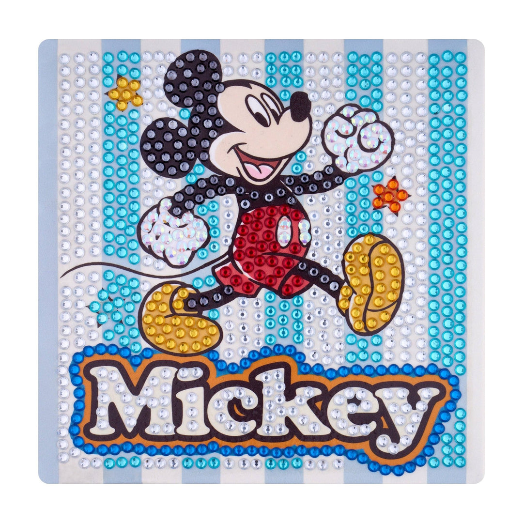 Diamond Art Club - Easy Gem™ Sparkle Boards – Mickey™ Magic: Round with 8 Colors including 8 Iridescent Diamonds / 804 / 6" x 6" (15cm x 15cm) - Pisgah Needleworks