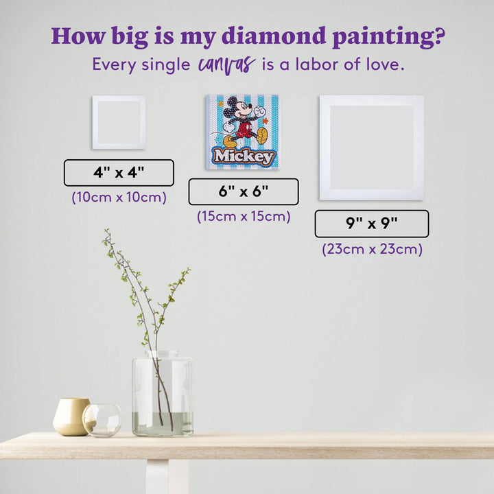 Diamond Art Club - Easy Gem™ Sparkle Boards – Mickey™ Magic: Round with 8 Colors including 8 Iridescent Diamonds / 804 / 6" x 6" (15cm x 15cm) - Pisgah Needleworks
