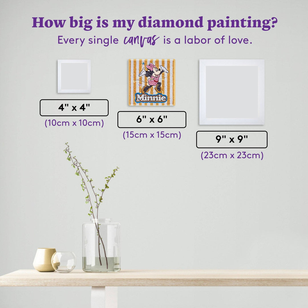 Diamond Art Club - Easy Gem™ Sparkle Boards – Minnie™ Joy: Round with 6 Colors including 6 Iridescent Diamonds / 863 / 6" x 6" (15cm x 15cm) - Pisgah Needleworks