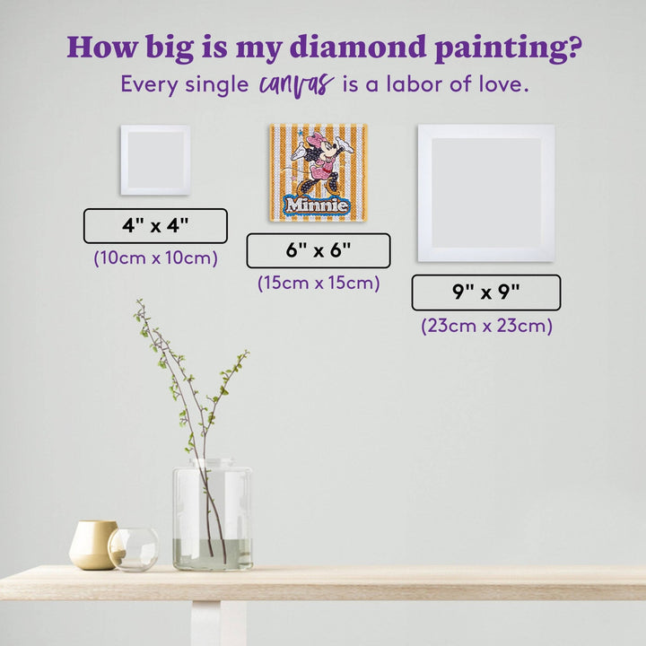 Diamond Art Club - Easy Gem™ Sparkle Boards – Minnie™ Joy: Round with 6 Colors including 6 Iridescent Diamonds / 863 / 6" x 6" (15cm x 15cm) - Pisgah Needleworks