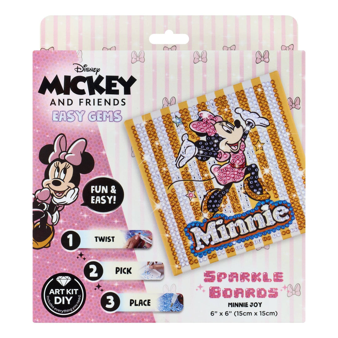 Diamond Art Club - Easy Gem™ Sparkle Boards – Minnie™ Joy: Round with 6 Colors including 6 Iridescent Diamonds / 863 / 6" x 6" (15cm x 15cm) - Pisgah Needleworks