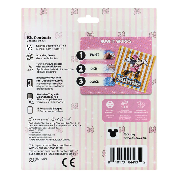 Diamond Art Club - Easy Gem™ Sparkle Boards – Minnie™ Joy: Round with 6 Colors including 6 Iridescent Diamonds / 863 / 6" x 6" (15cm x 15cm) - Pisgah Needleworks