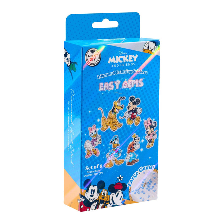 Diamond Art Club - Easy Gems™ Stickers - Mickey and Friends™ (Set of 6): Round with 9 Colors including 9 Iridescent Diamonds / 206 / Approx. 2" (5cm) - Pisgah Needleworks