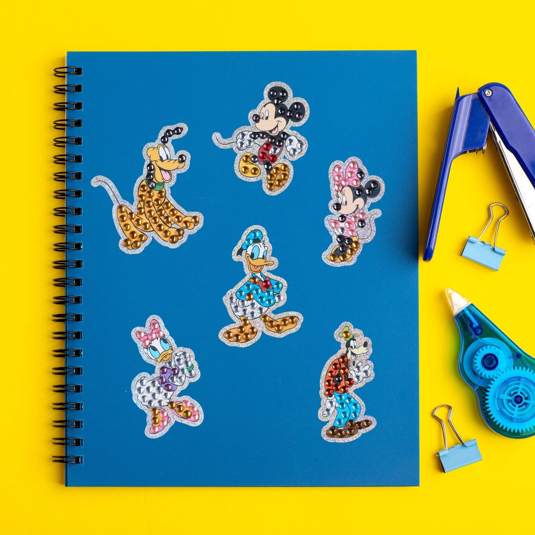 Diamond Art Club - Easy Gems™ Stickers - Mickey and Friends™ (Set of 6): Round with 9 Colors including 9 Iridescent Diamonds / 206 / Approx. 2" (5cm) - Pisgah Needleworks
