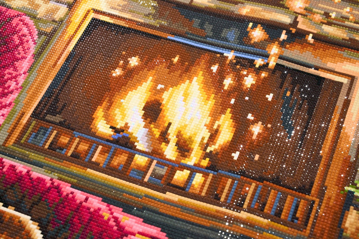 Diamond Art Club – Fireside Christmas Diamond Painting (Square Drill, 27.6" x 36.6") - Pisgah Needleworks