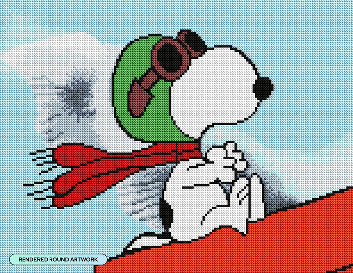 Diamond Art Club - Flying Ace: Round With 14 Colors including 2 ABs and 4 Fairy Dust Diamonds / 18,600 / 17" x 13" (42.7cm x 33cm) - Pisgah Needleworks