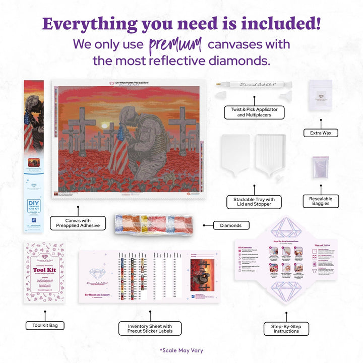 Diamond Art Club For Honor and Country Square Diamond Painting Kit - Pisgah Needleworks