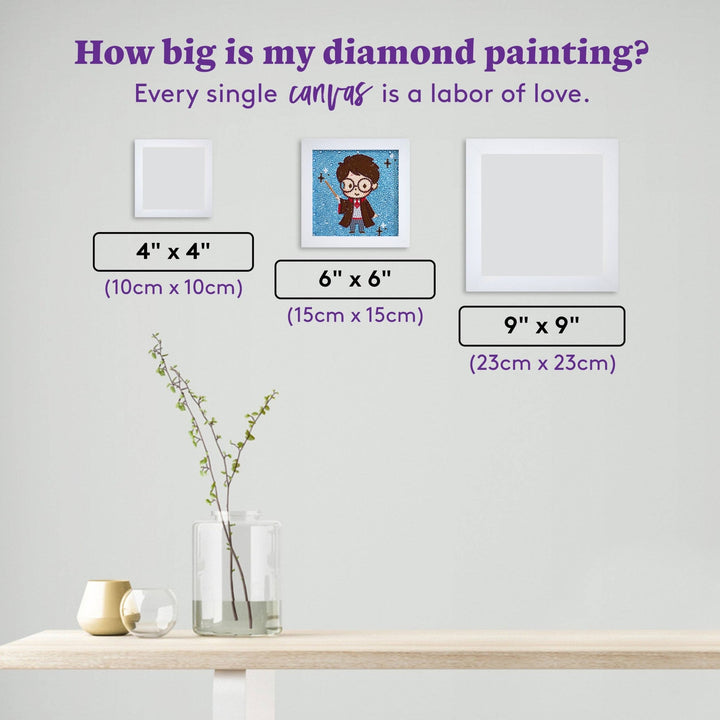 Diamond Art Club - Frameables™ - Enchanting Harry: Round With 13 Colors Including 4 Iridescent Diamonds / 2,160 / 6" x 6" (15cm x 15cm) - Pisgah Needleworks