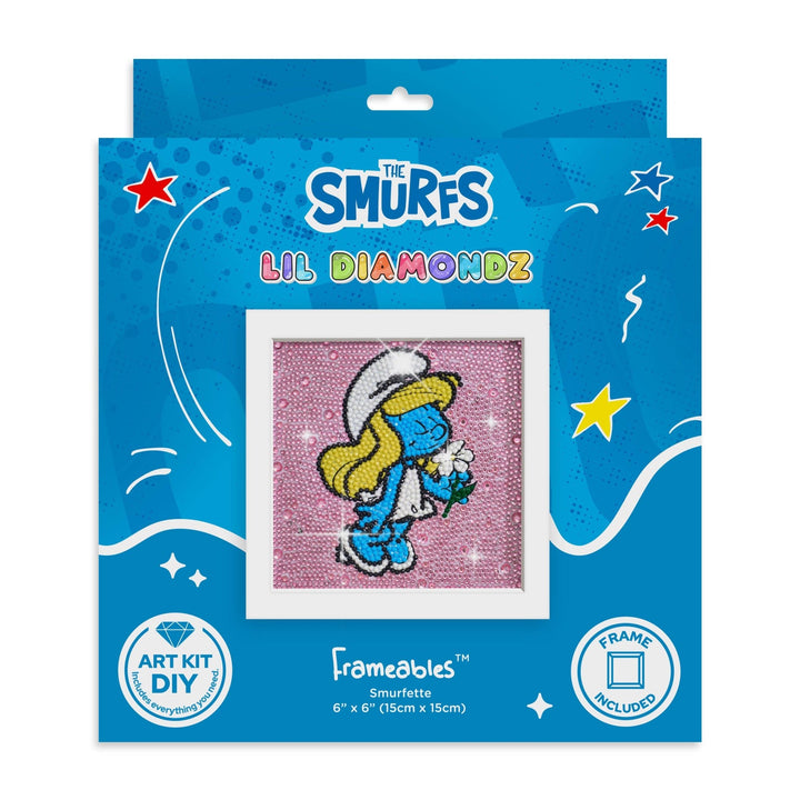 Diamond Art Club - Frameables™ - Smurfette: Round with 8 Colors including 3 Iridescent Diamonds / 2,443 / 6" x 6" (15cm x 15cm) - Pisgah Needleworks