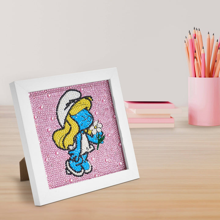 Diamond Art Club - Frameables™ - Smurfette: Round with 8 Colors including 3 Iridescent Diamonds / 2,443 / 6" x 6" (15cm x 15cm) - Pisgah Needleworks