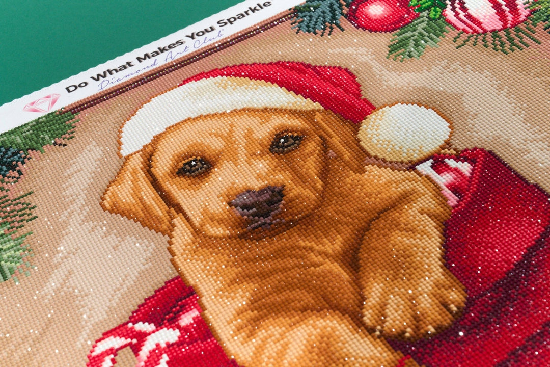 Diamond Art Club – From Santa Christmas Puppy Diamond Painting (Round Drill, 22" x 22") - Pisgah Needleworks