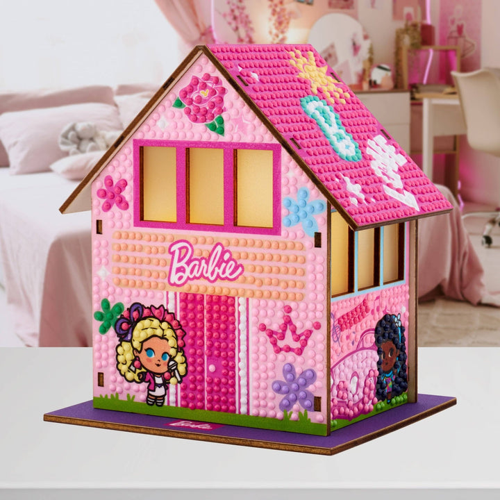 Diamond Art Club - Gem House - Barbie’s Villa: Round with 24 Colors / 2,590 / 5.5" x 4.1" x 3.1" (14 x 10.5 x 8cm) - Pisgah Needleworks