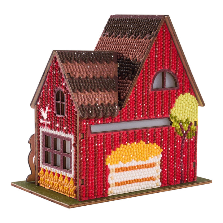 Diamond Art Club - Gem House - Farm House: Round with 26 Colors / 4,989 / 5.5" x 4.1" x 3.1" (14cm x 10.5cm x 8cm) - Pisgah Needleworks