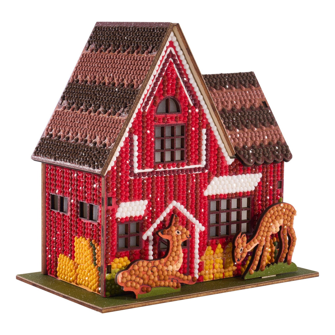 Diamond Art Club - Gem House - Farm House: Round with 26 Colors / 4,989 / 5.5" x 4.1" x 3.1" (14cm x 10.5cm x 8cm) - Pisgah Needleworks