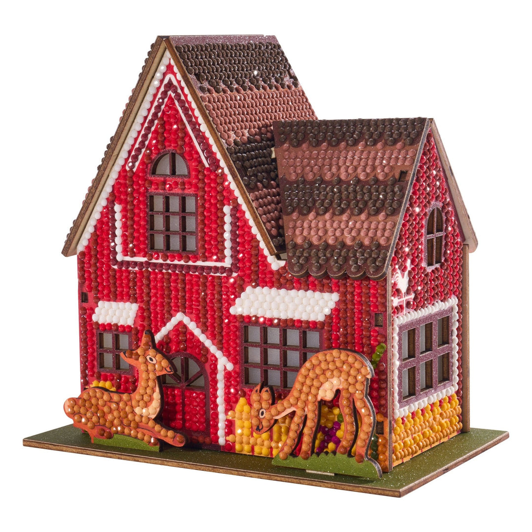 Diamond Art Club - Gem House - Farm House: Round with 26 Colors / 4,989 / 5.5" x 4.1" x 3.1" (14cm x 10.5cm x 8cm) - Pisgah Needleworks